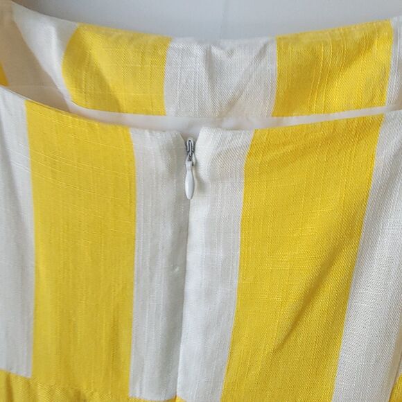 Ann Taylor womens Linen blend Sundress Dress sz 10 Striped Square Neck Midi - Picture 6 of 8